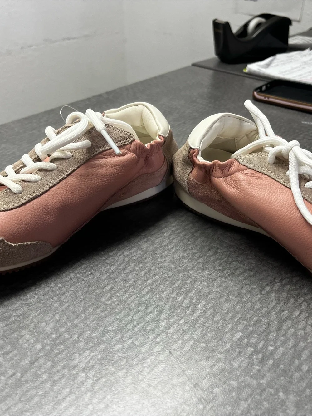 Tory Burch Pink Leather & Taupe Suede Sneakers